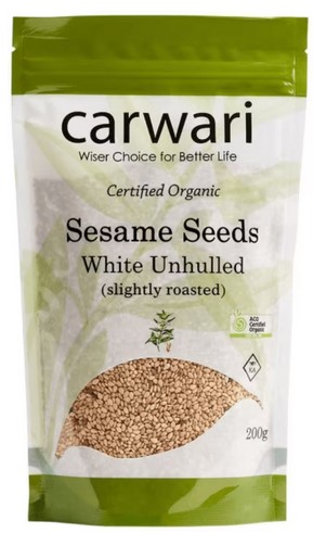 Carwari Certified Organic Sesame Seeds White Unhulled G